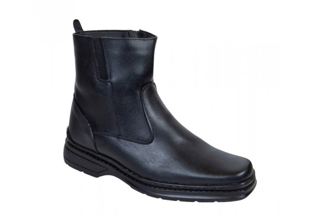 Ghete barbati, din piele naturala, model casual, inchidere cu fermoar, imblanite, calapod lat - GB4013NEGRU
